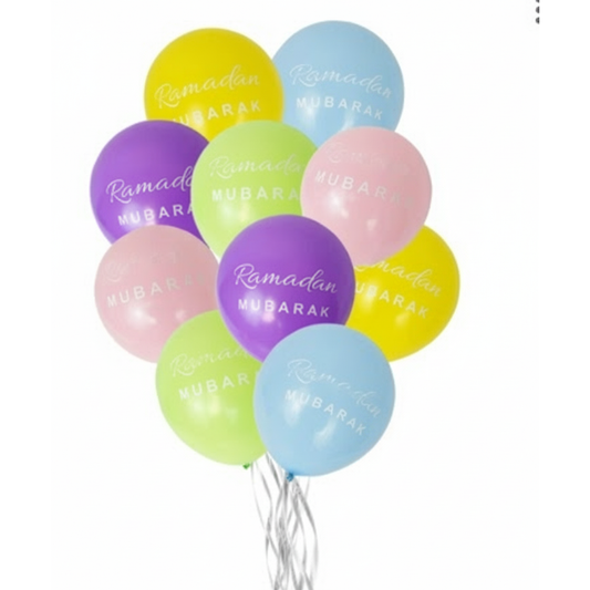 Ramadan Mubarak Balloon Pack - Colourful (Pack of 10)