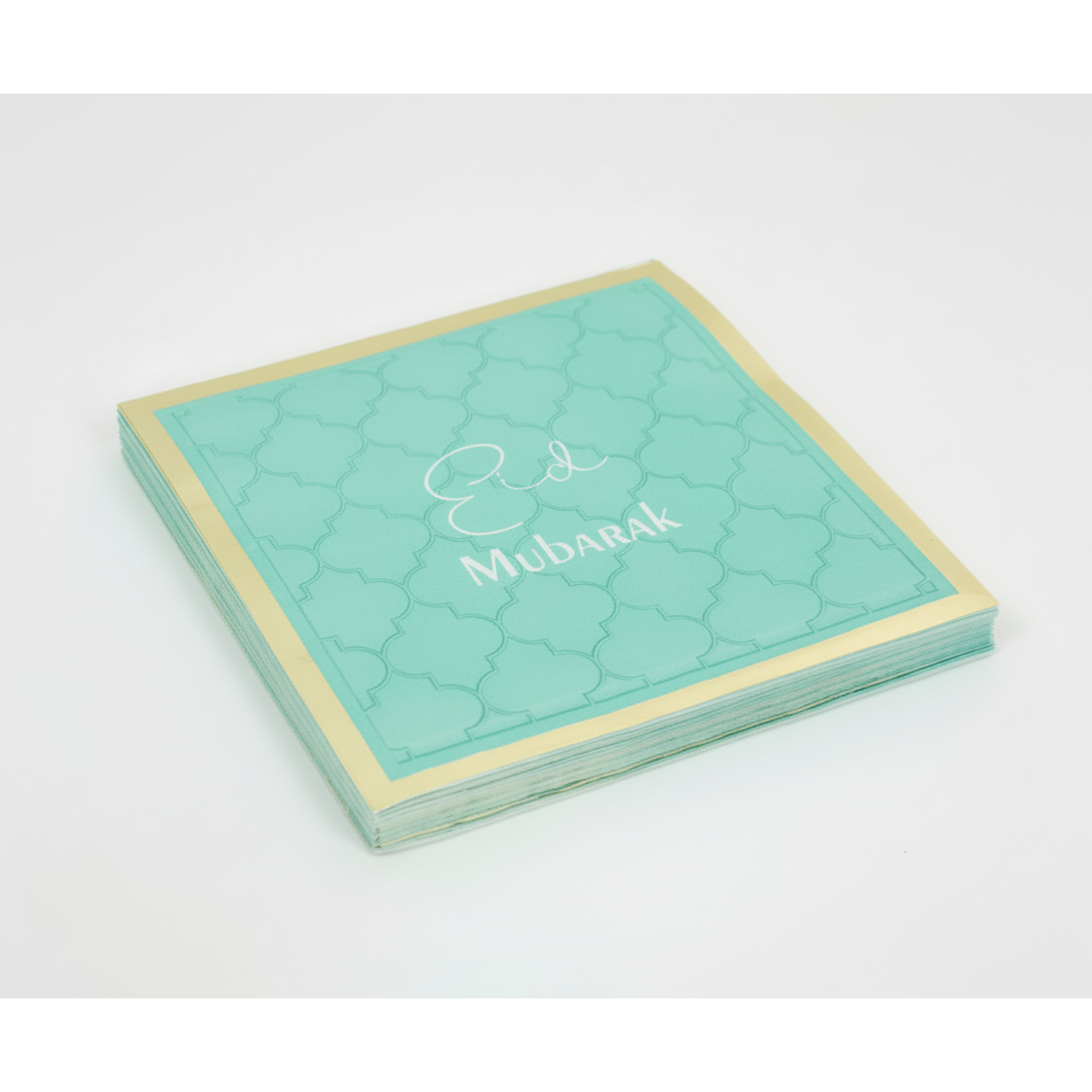 Eid Mubarak Serviettes - Aqua & Gold (Pack of 20)