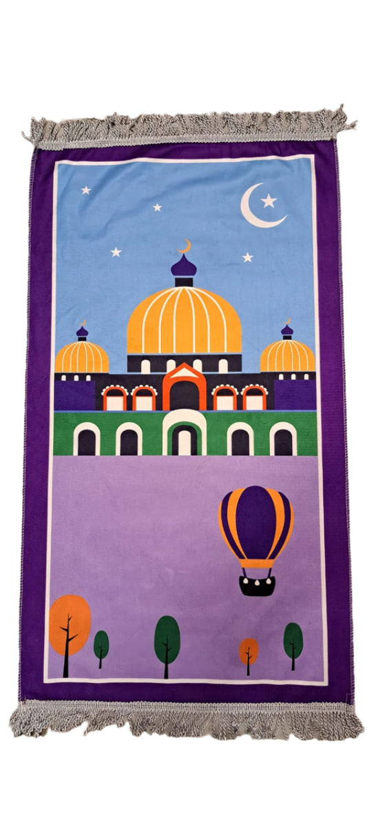 Kids Prayer Mat - Masjid (Purple Border)