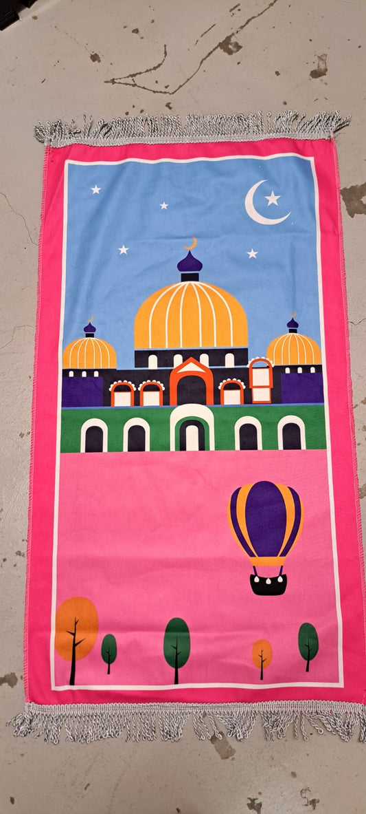 Kids Prayer Mat - Masjid (Pink Border)