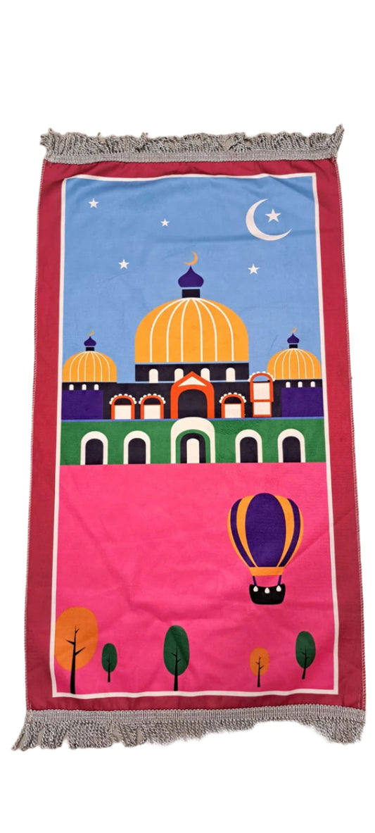 Kids Prayer Mat - Masjid (Red Border)