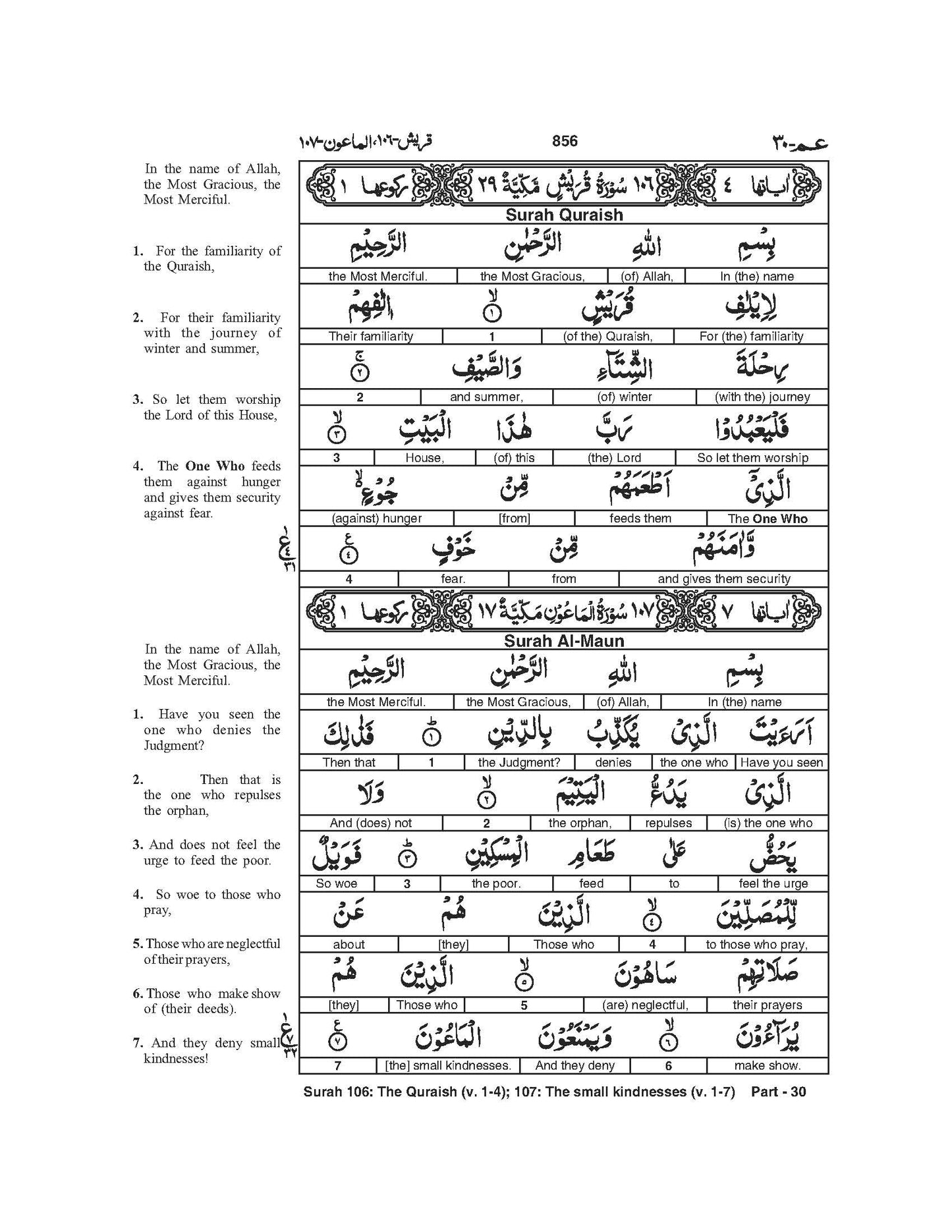 The Glorious Quran Word-for-Word Translation