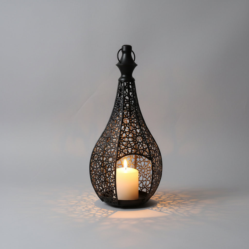 Moroccan Style Candle Holder - Black