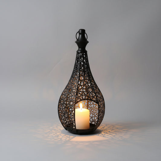 Moroccan Style Candle Holder - Black