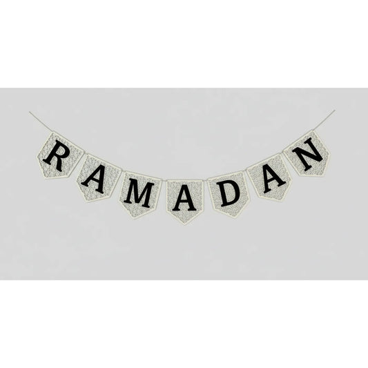 Ramadan Wooden Banner - Black & White