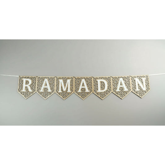 Ramadan Wooden Banner - White