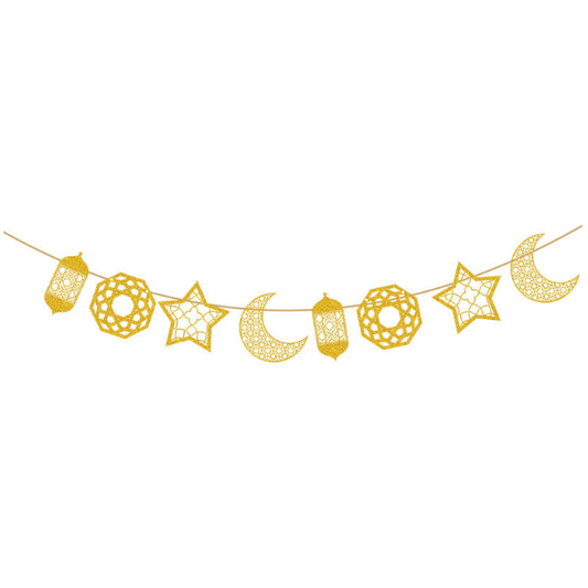 Moon, Lantern & Stars Garland: Gold Glitter