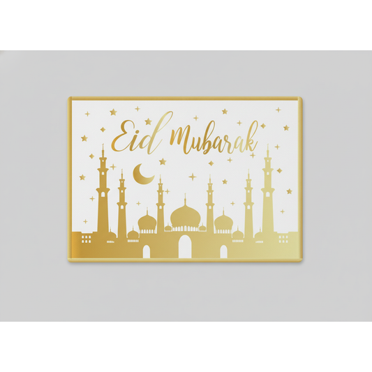 Eid Mubarak Placemat - White & Gold (Pack of 5)