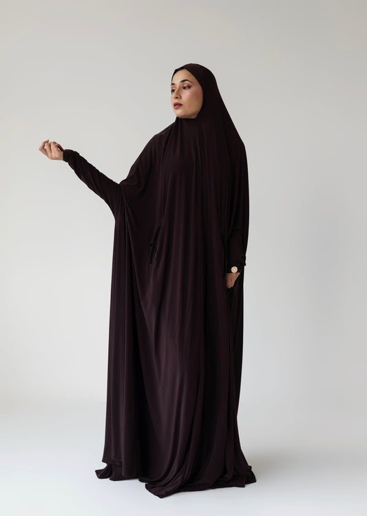 Pocket Burqa With Sleeves - Full Length: Full Chocolate