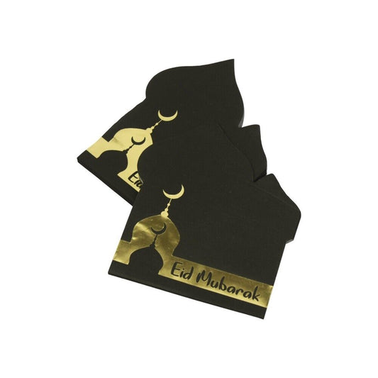 Eid Mubarak Serviettes - Black & Gold (Pack of 20)