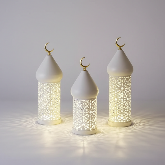Crescent Moon Lantern Lamp - White