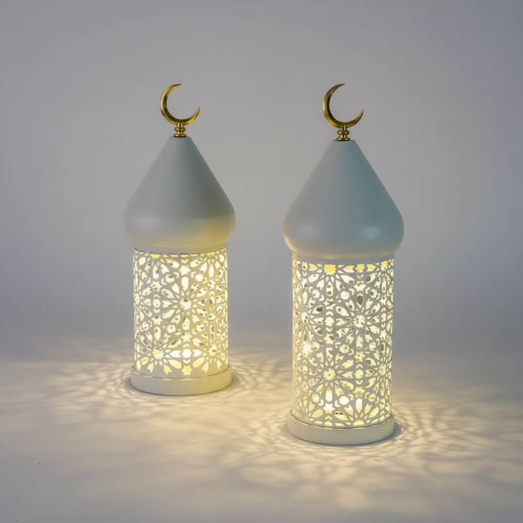 Crescent Moon Lantern Lamp - White