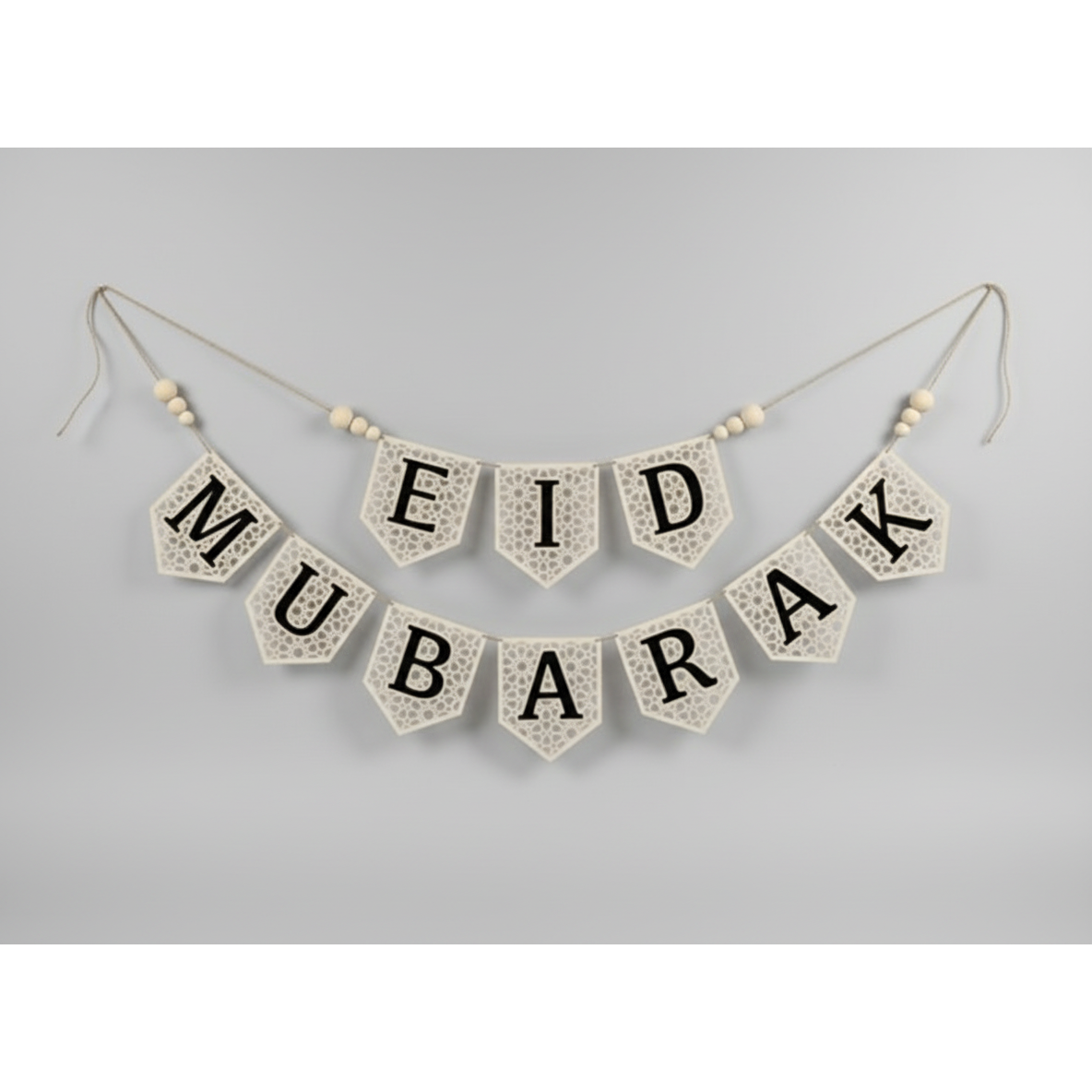 Eid Mubarak Banner - Wooden Black (2 piece)