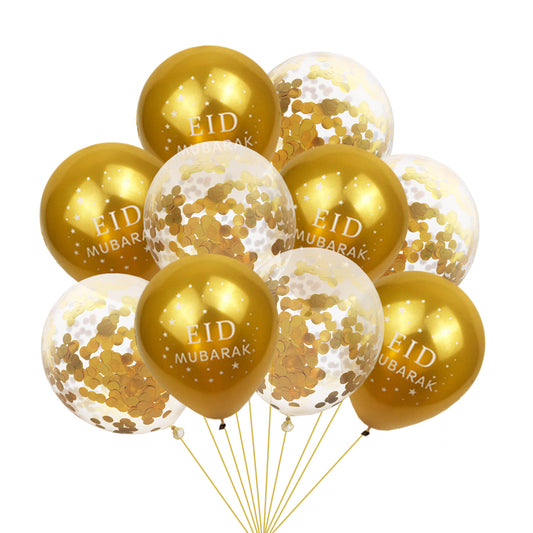 Eid Mubarak Balloon Pack -  Gold (Pack of 10)