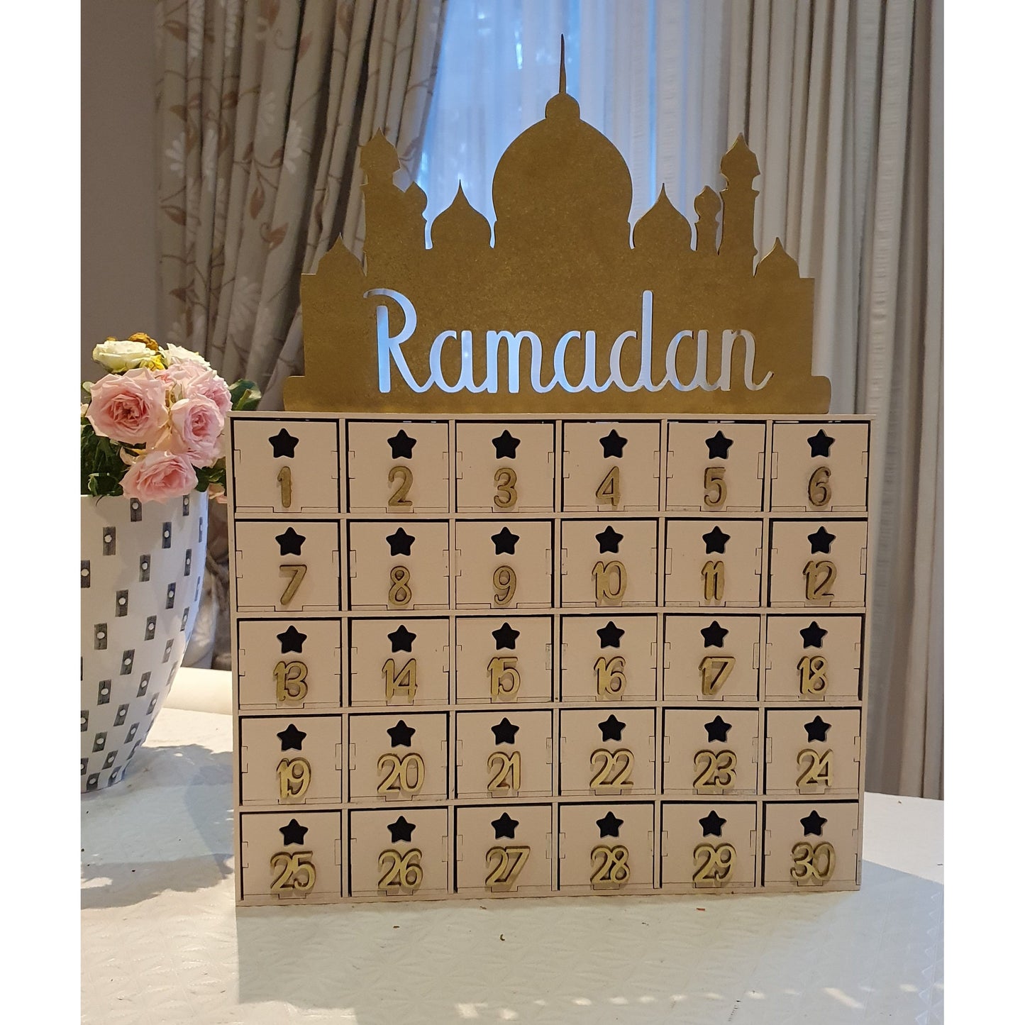 Laser Cut Ramadan 30 Drawers Calendar (Unpainted)