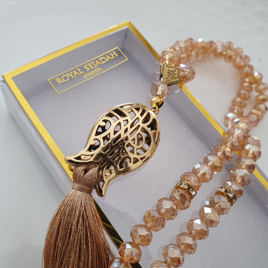 Royal Sejadah - Light Gold Crystal Prayer Beads / Tasbih