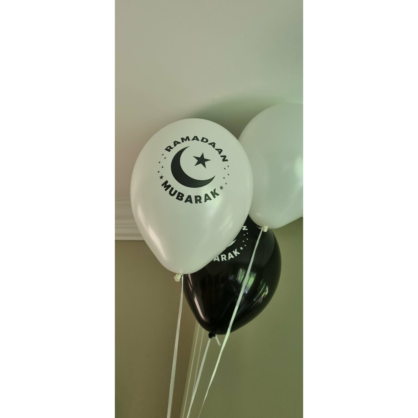 Ramadan Mubarak Balloons - Black & White (Pack of 10)