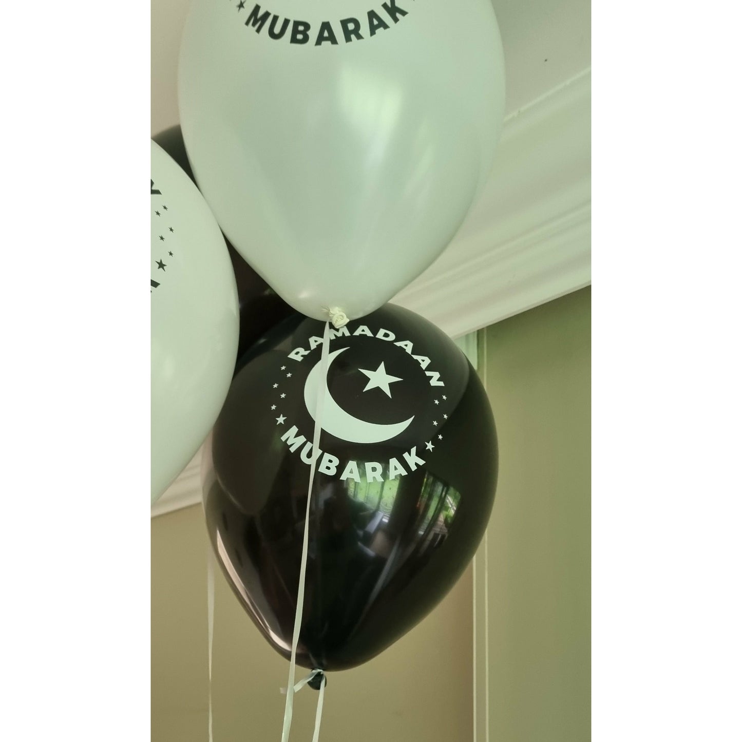 Ramadan Mubarak Balloons - Black & White (Pack of 10)