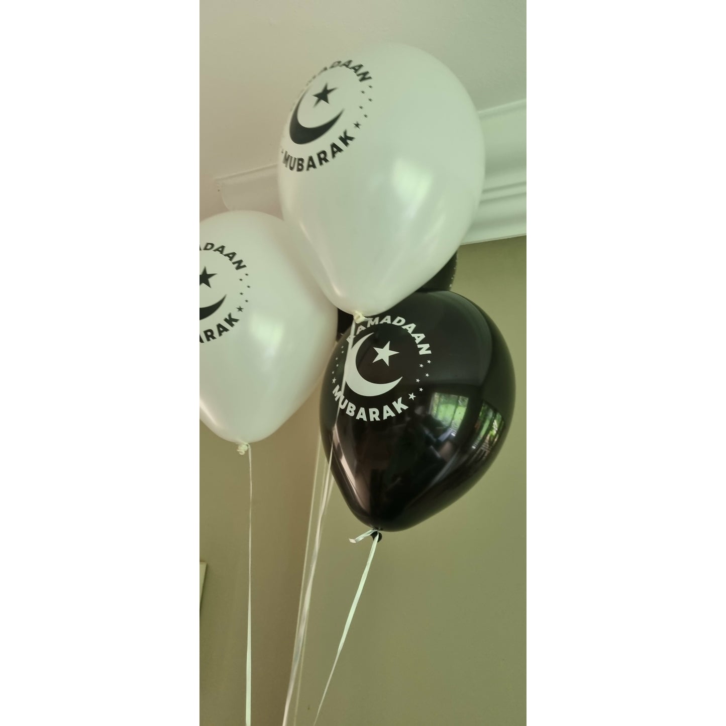 Ramadan Mubarak Balloons - Black & White (Pack of 10)