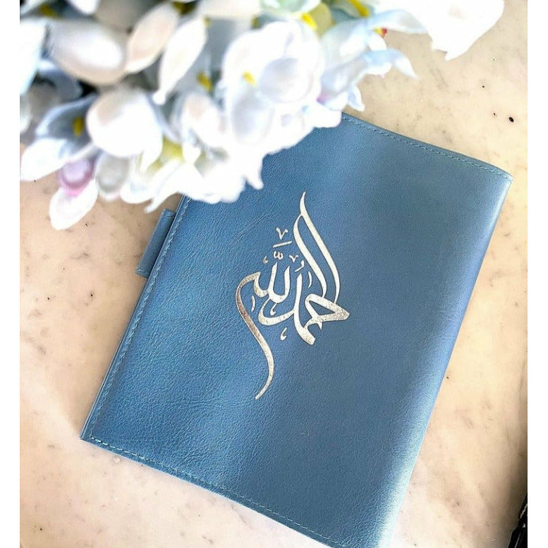 Handmade Leather Qur'an Cover - Sky Blue