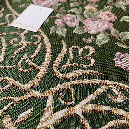 Royal Sejadah - Luxury Prayer Mat & Tasbih - Green Floral Design