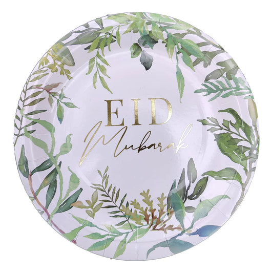 Eid Mubarak Plates - Botanical - 22.5cm (Pack of 10)