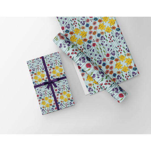 Kids Floral Gift Wrapping Paper (Pack of 5 Sheets)