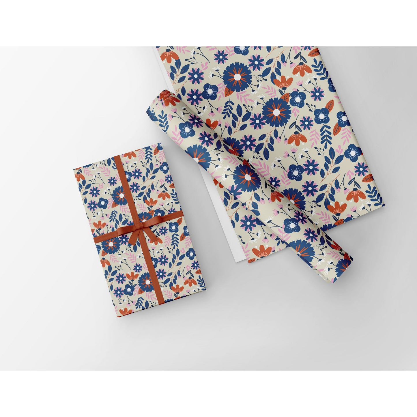 Retro Floral Gift Wrapping Paper (Pack of 5 Sheets)