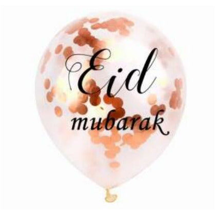 Eid Mubarak Confetti Balloons - Rose Gold (Pack of 5)