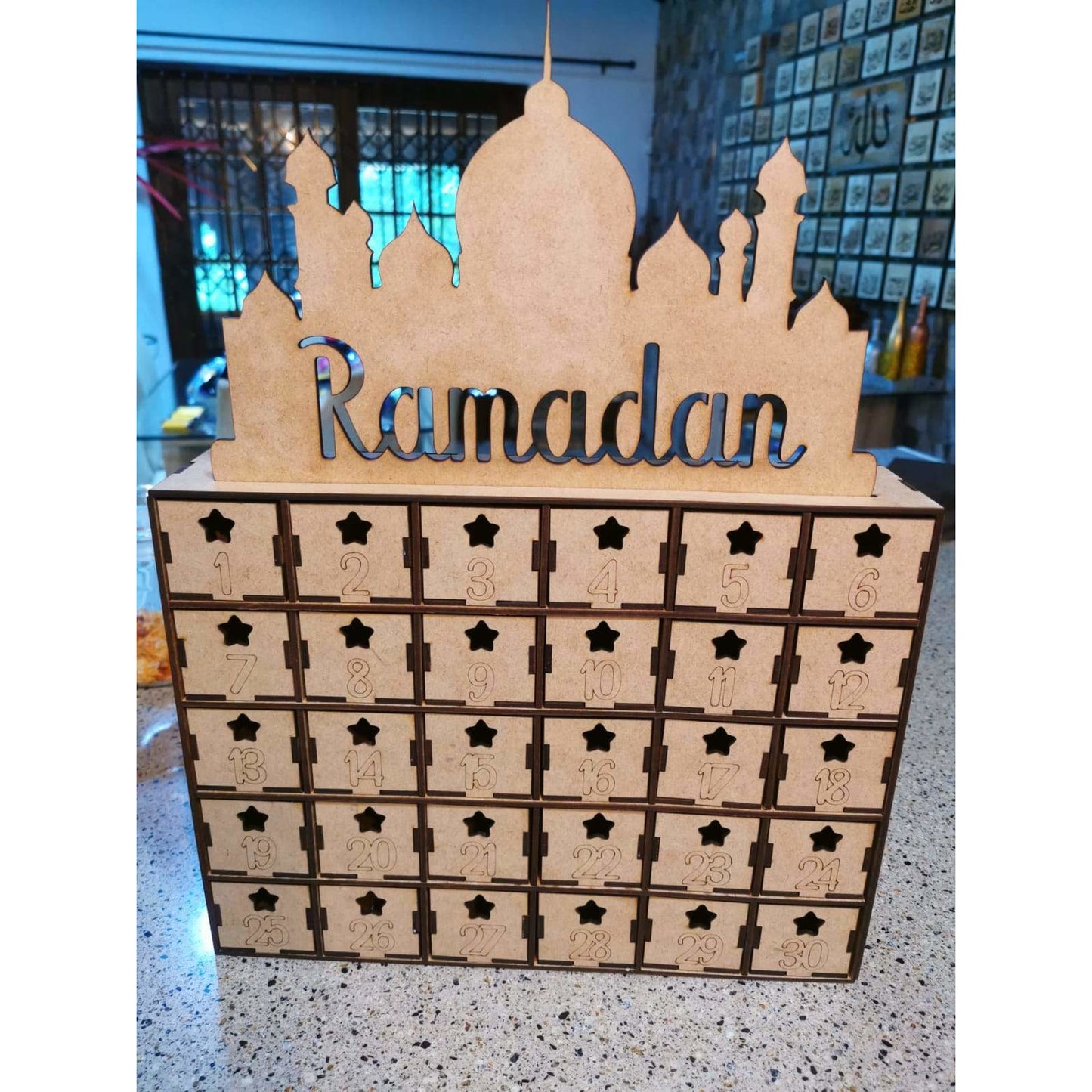 Laser Cut Ramadan 30 Drawers Calendar (Unpainted)