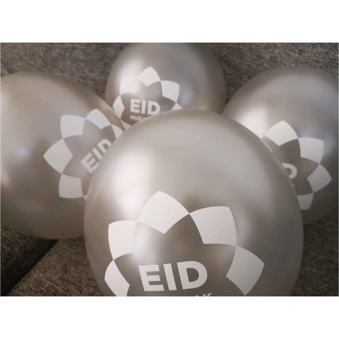 Silver Eid Mubarak Balloons (Pack of 10)