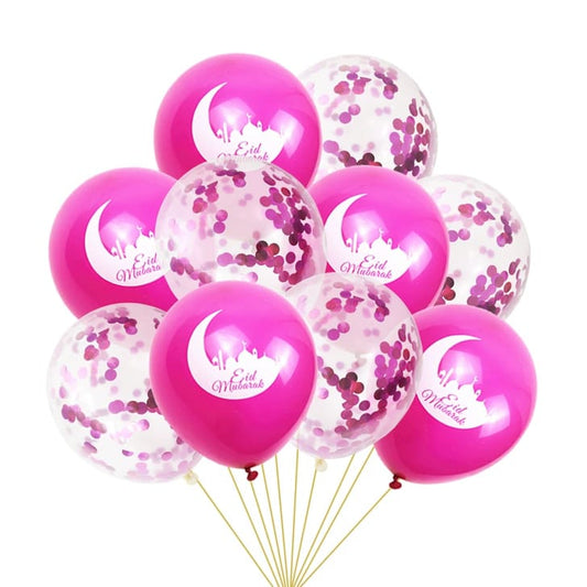 Eid Mubarak Balloon Pack -  Pink (Pack of 10)