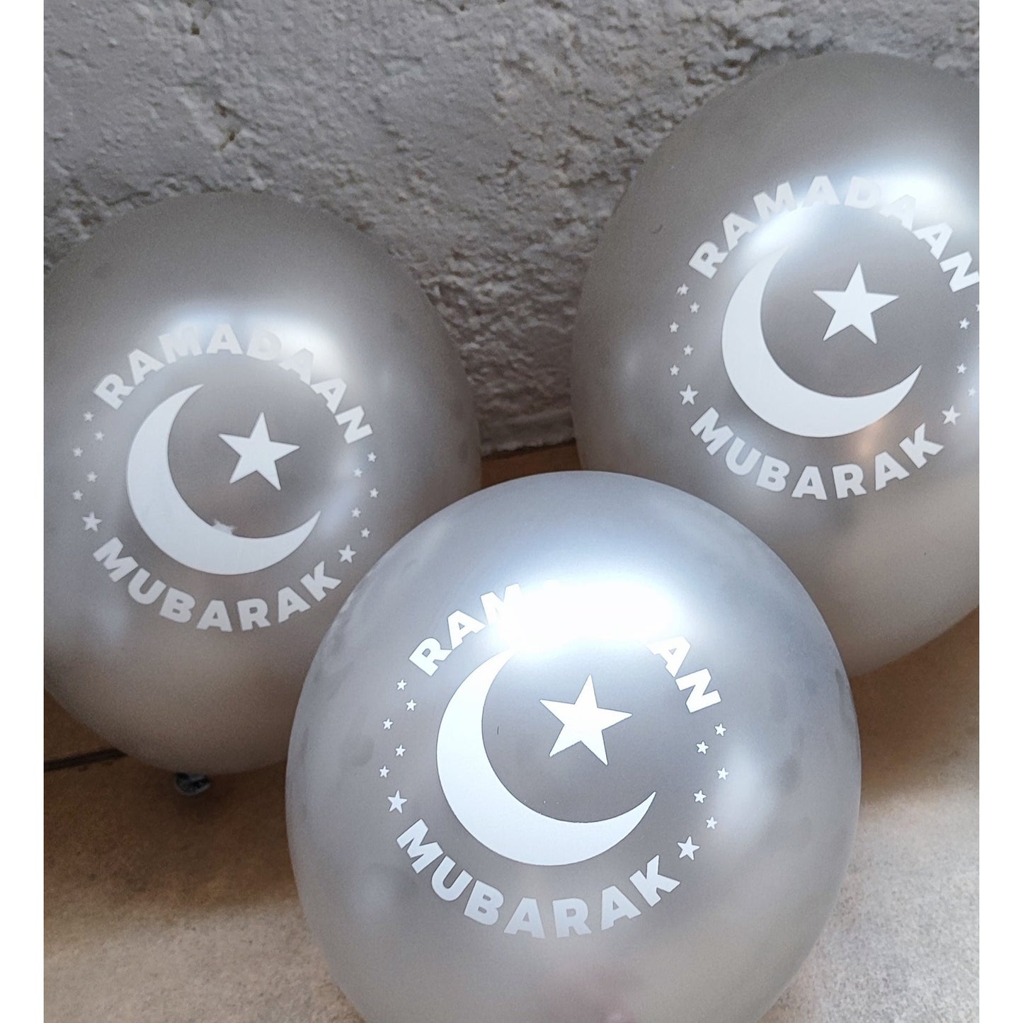 Ramadan Mubarak - Silver Balloons (Pack of 10)