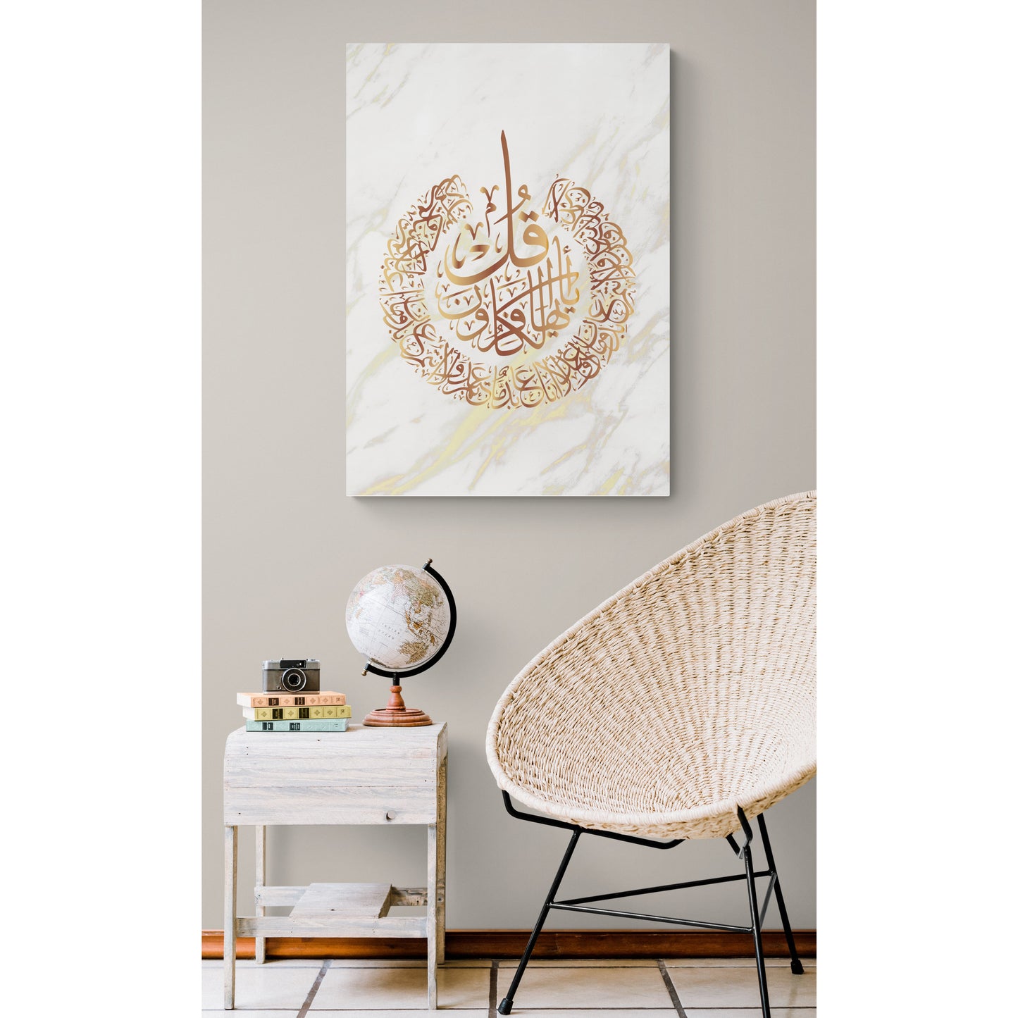 Three Quls Canvas Set: Metallic & White Marble