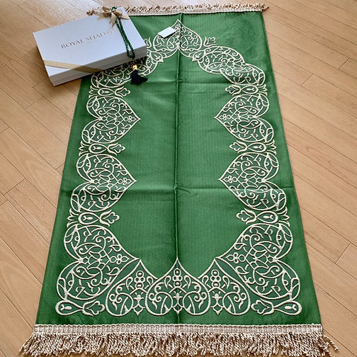 Royal Sejadah - Luxury Prayer Mat & Tasbih - Forest Green Classic Design