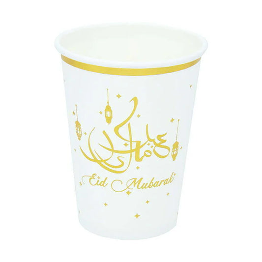 Eid Mubarak Cups - White (Pack of 6)