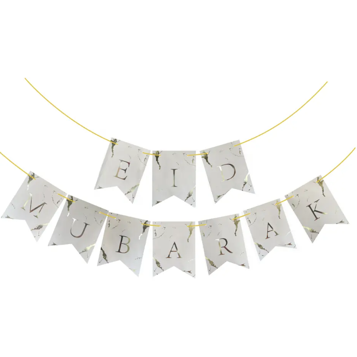 Eid Mubarak Banner - White Marble