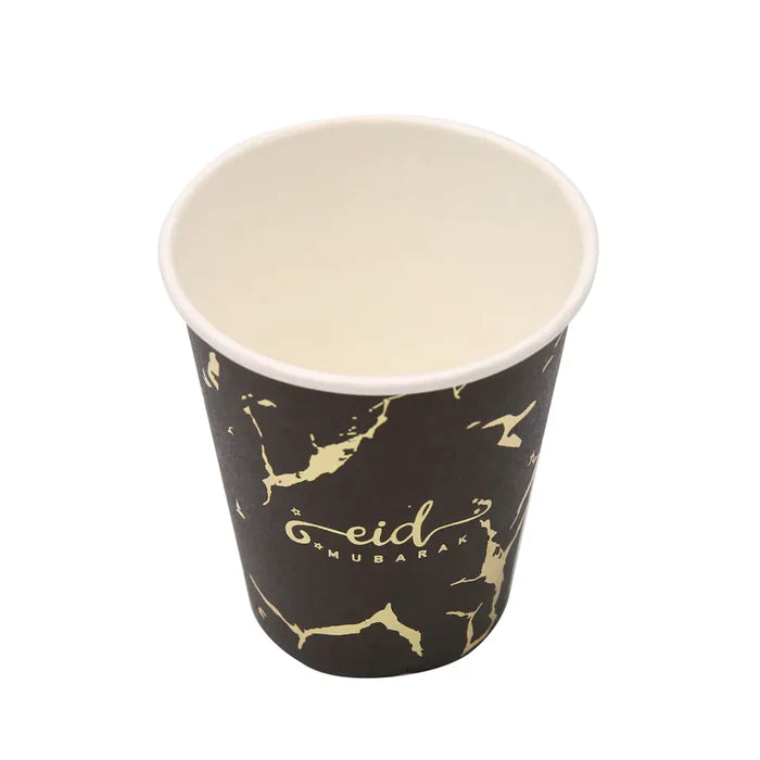 Eid Mubarak Cups - Black Marble (Pack of 10)