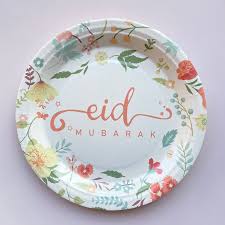 Eid Mubarak Plates - Floral - 22.5cm (Pack of 10)