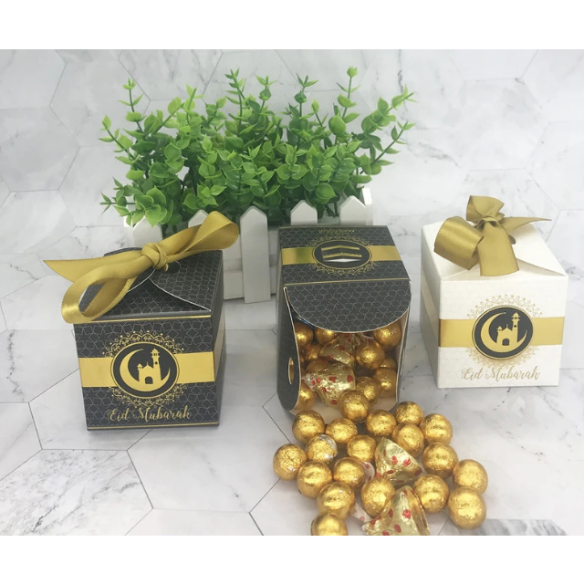 Eid Mubarak Gift Box - Black / White (Pack of 5)