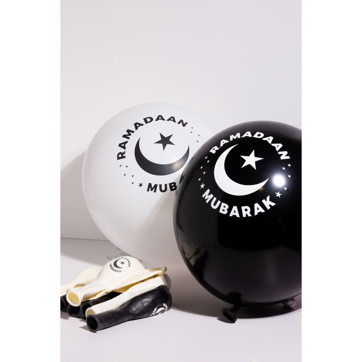 Ramadan Mubarak Balloons - Black & White (Pack of 10)