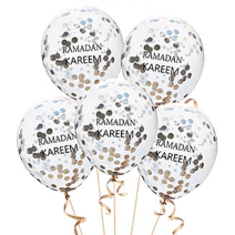 Ramadan Kareem Confetti Balloons - Silver (Pack of 5)