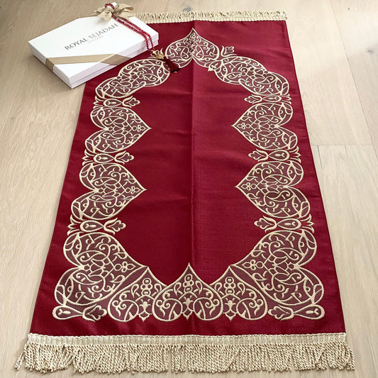 Royal Sejadah - Luxury Prayer Mat & Tasbih - Red Classic Design