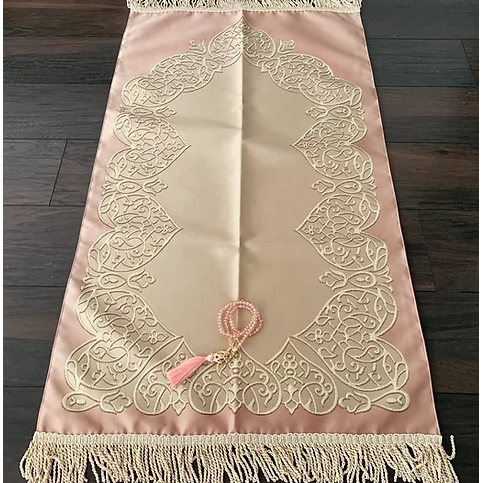 Royal Sejadah - Couples Luxury Prayer Mat & Tasbihs: Black & Rose Gold Classic Design