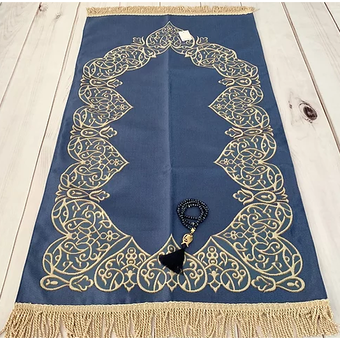 Royal Sejadah - Luxury Prayer Mat & Tasbih - Royal Blue Classic Design